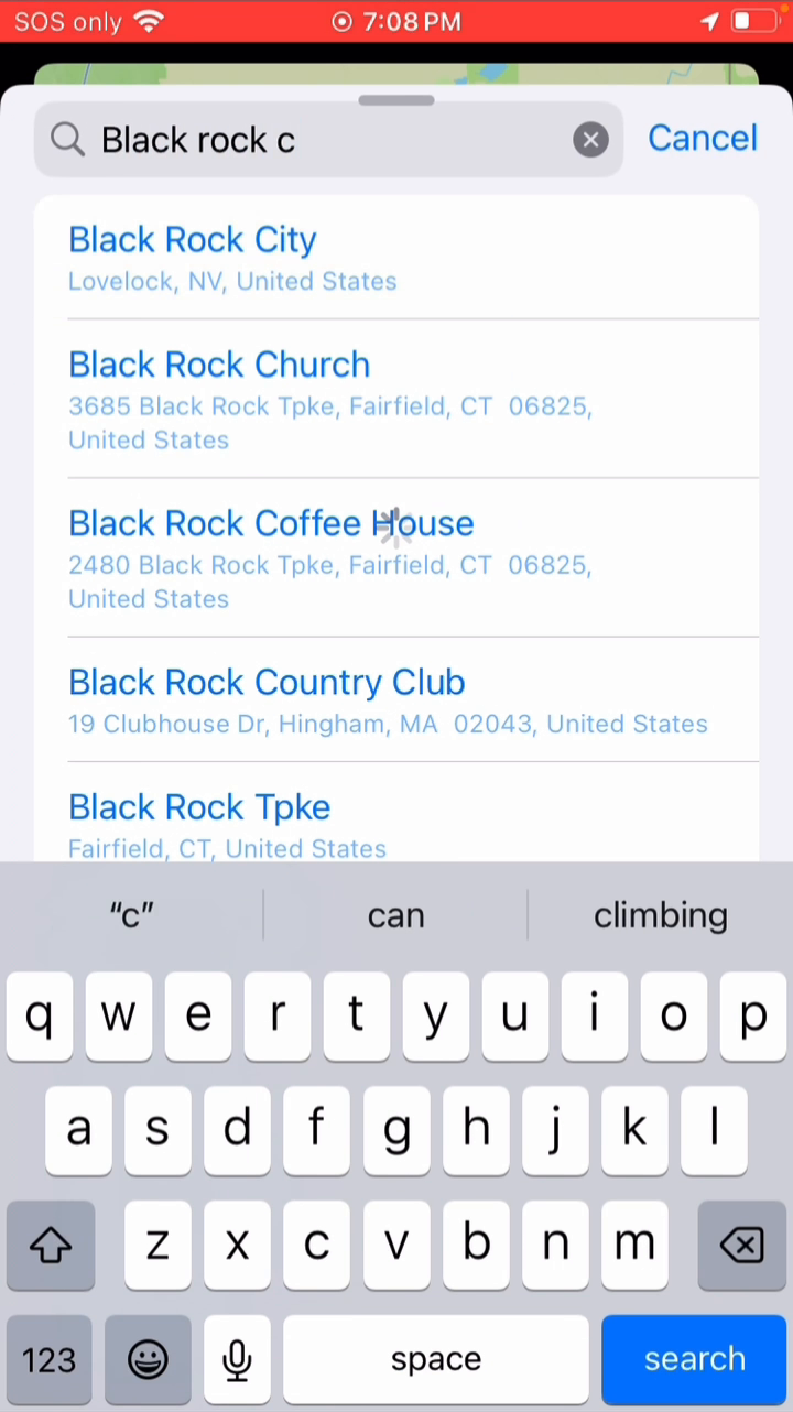 Searching for Black Rock City in the offline-map location picker