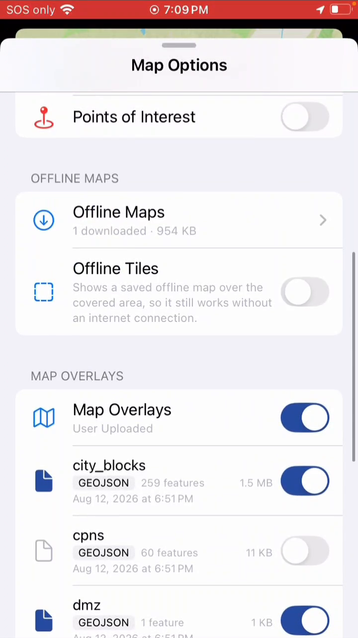 Map Overlays and selected GeoJSON layers enabled