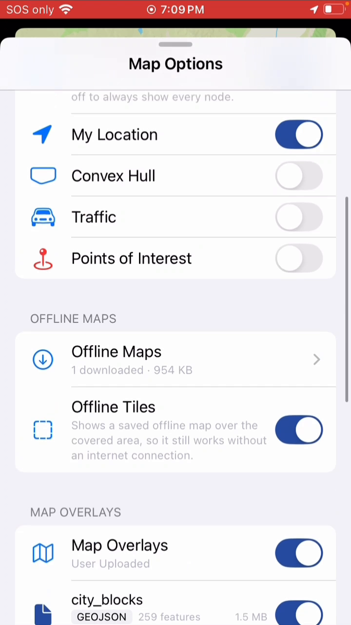 Offline Tiles and the imported overlays enabled together