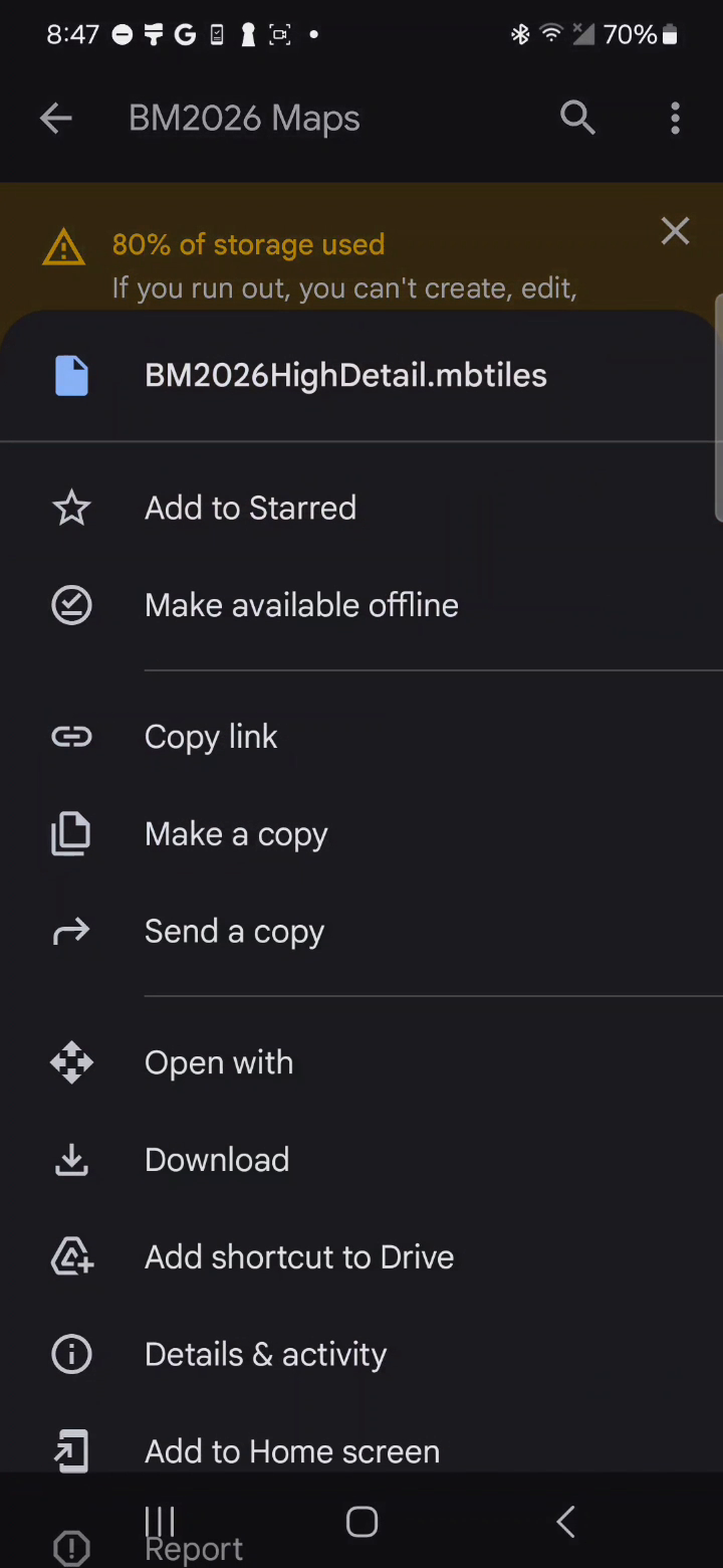 The Google Drive file menu with Download available
